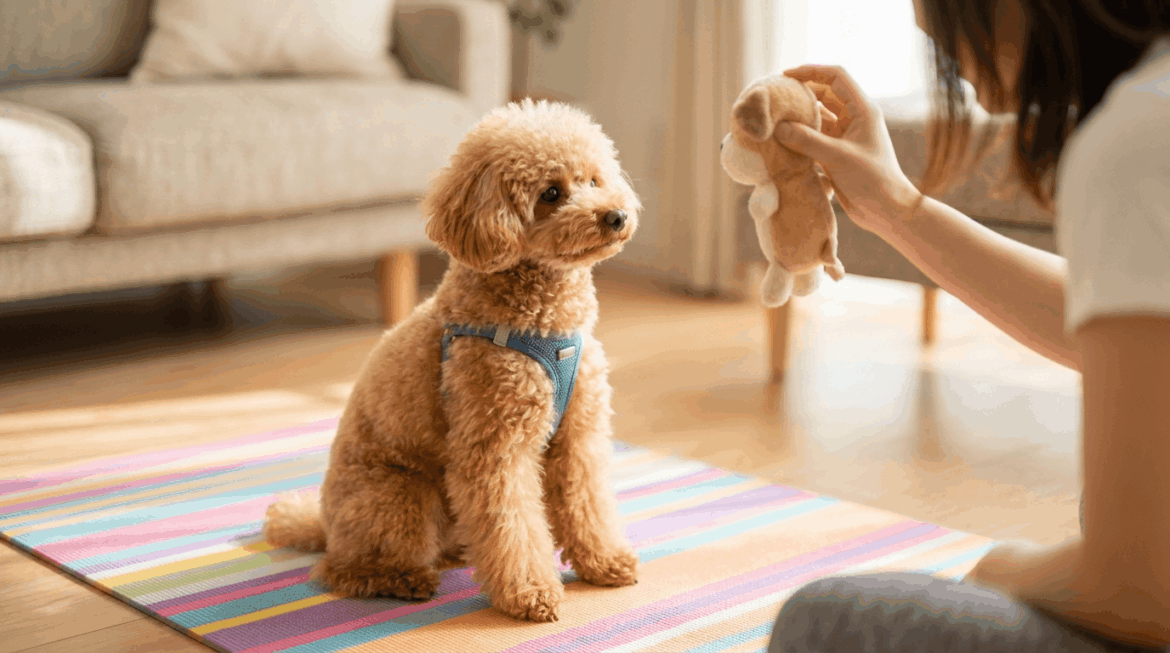 Toy poodle exercise guide showing activities and fitness routines